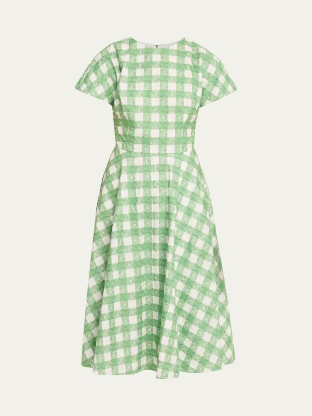 Rosie Assoulin Buttercup Gingham Short Sleeve Midi Dress